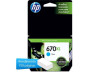 CARTUCHO DE TINTA HP 670XL - CZ118AB CIANO 7,5ml ORIGINAL