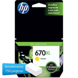 CARTUCHO DE TINTA HP 670XL - CZ120AB AMARELO 9,0ml ORIGINAL