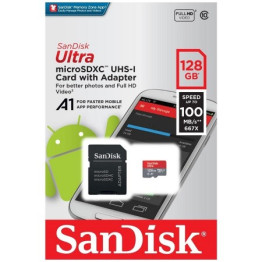 CARTAO DE MEMORIA 128GB SDXC UHS-I CLASSE 10 + 1 ADAPTADOR SD SANDISK