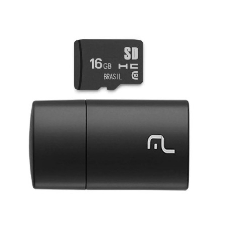 CARTAO DE MEMORIA 16GB + LEITOR USB 2 EM 1 MC162 CLASSE 10 MULTILASER