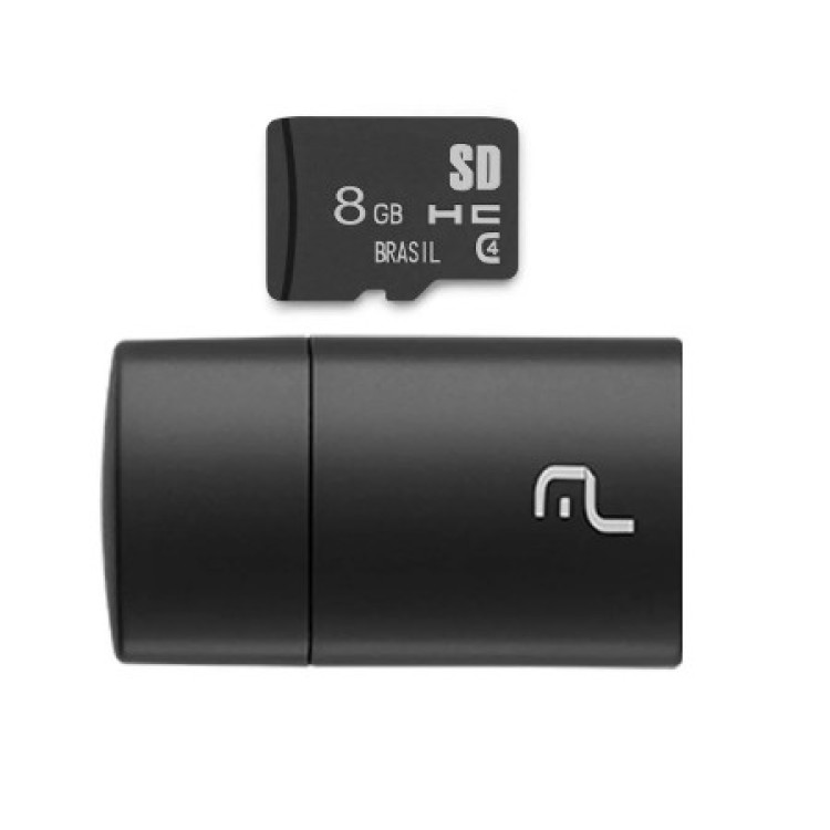 CARTAO DE MEMORIA 8GB + LEITOR USB 2 EM 1 MC161 CLASSE 4 MULTILASER
