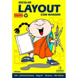 BLOCO DESENHO LAYOUT A4 63G 50FLS C/ MARGEM FILIPAPER