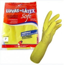 LUVA LATEX MULTIUSO AMARELA P IDEATEX SOFT (CA 12895)
