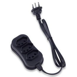 EXTENSAO 3 TOMADAS C/3,0 METROS SLIM PRETA FORCE LINE