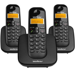 TELEFONE SEM FIO TS3113 + 2 RAMAIS PRETO INTELBRAS