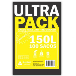 SACO PARA LIXO 150L PRETO 8MC C/100 ULTRA PACK