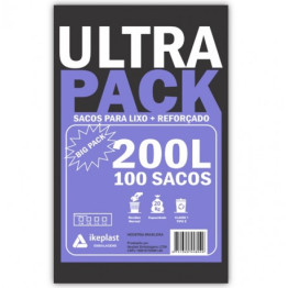 SACO PARA LIXO 200L PRETO 8MC C/100 ULTRA PACK