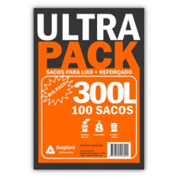 SACO PARA LIXO 300L PRETO 8MC C/100 ULTRA PACK