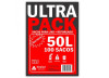 SACO PARA LIXO 50L PRETO 5MC C/100 ULTRA PACK