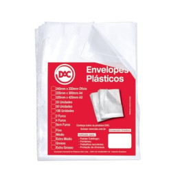 SACO PLASTICO A3 EXTRA MEDIO C/4 FUROS 12 MICRAS C/50 REF 5324 DAC