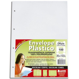 SACO PLASTICO OFICIO FINO C/4 FUROS C/100 PP - 1807 CHIES