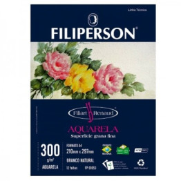 BLOCO AQUARELA RENAUD BRANCO A4 300g 12FLS FILIPAPER 0153