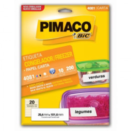 ETIQUETA LASER/JET CARTA 4081 25,4x101,6 PARA CONGELADOR E FREEZER PIMACO CX C/10 FLS