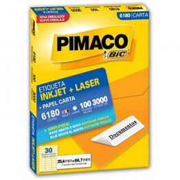 ETIQUETA LASER/JET CARTA 6180 25,4x66,7 PIMACO CX C/100F