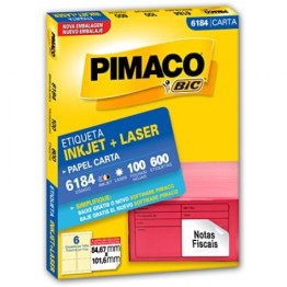 ETIQUETA LASER/JET CARTA 6184 84,67x101,6 PIMACO CX C/100F