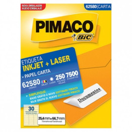 ETIQUETA LASER/JET CARTA 62580 25,4x66,7 PIMACO CX C/250F