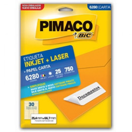 ETIQUETA LASER/JET CARTA 6280 25,4x66,7 PIMACO CX C/25F
