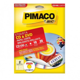ETIQUETA LASER/JET CARTA CD10G Ø115 GLOSSY PIMACO CX C/10F