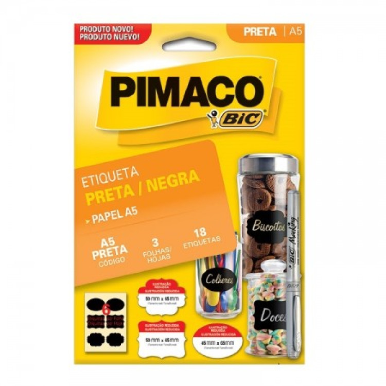 ETIQUETA MULTIUSO A5 PRETA 50,0x65,0 PIMACO CX C/3FLS
