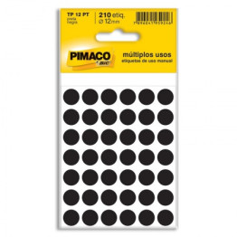 ETIQUETA REDONDA COLORIDA TP-12 PRETA PIMACO C/210