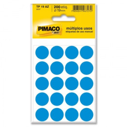 ETIQUETA REDONDA COLORIDA TP-19 AZUL PIMACO C/200