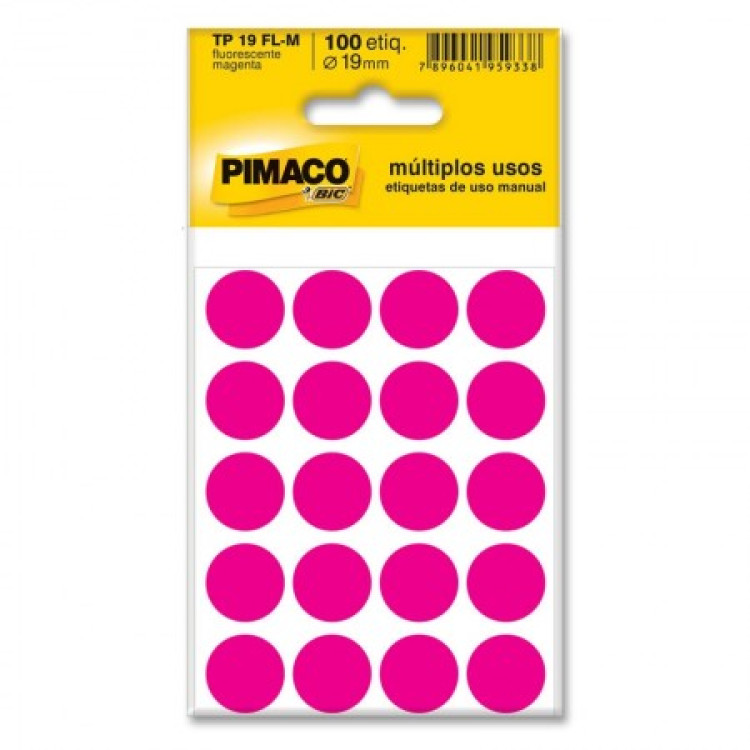 ETIQUETA REDONDA COLORIDA TP-19 MAGENTA FLUORESCENTE PIMACO C/100 ETIQUETA REDONDA COLORIDA TP-19 MAGENTA FLUORESCENTE PIMACO C/100