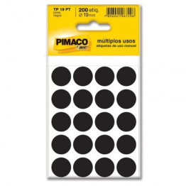 ETIQUETA REDONDA COLORIDA TP-19 PRETA PIMACO C/200
