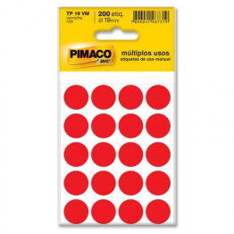 ETIQUETA REDONDA COLORIDA TP-19 VERMELHA PIMACO C/200