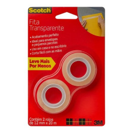 FITA ADESIVA 12mm X 20m TRANSPARENTE C/2 RL SCOTCH 3M