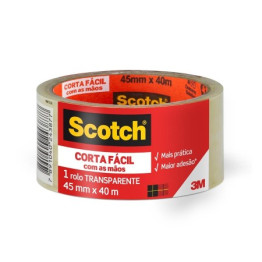 FITA ADESIVA 45mm X 40m TRANSPARENTE SCOTCH CORTA FACIL 3M