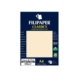 PAPEL ESPECIAL CASCA DE OVO MARFIM A4 180g 50FLS FILIPAPER 1331