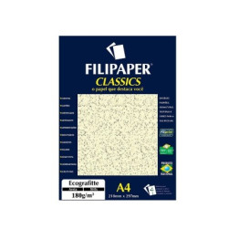 PAPEL ESPECIAL ECOGRAFITE AREIA A4 180g 50FLS FILIPAPER 1011