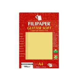 PAPEL ESPECIAL GLITTER SOFT CHAMPAGNE A4 180g 15FLS FILIPAPER 01301