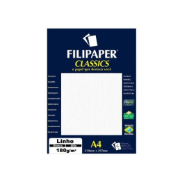 PAPEL ESPECIAL LINHO BRANCO A4 180g 50FLS FILIPAPER 967