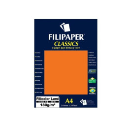 PAPEL ESPECIAL LUMI LARANJA A4 180g 20FLS FILICOLOR 0909