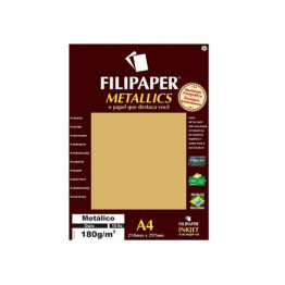 PAPEL ESPECIAL METALICO OURO A4 180g 15FLS FILIPAPER 01100