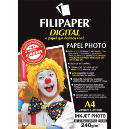 PAPEL FOTOGRAFICO A4 240g GLOSSY 10 FLS FILIPAPER 02578