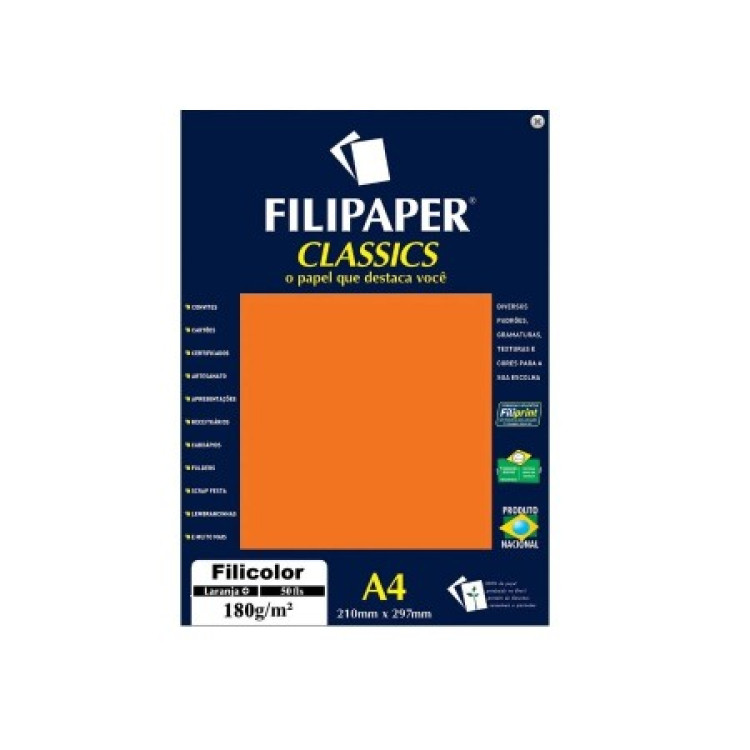 PAPEL SULFITE A4 180g FILICOLOR LARANJA 50FLS 3417 PAPEL SULFITE A4 180g FILICOLOR LARANJA 50FLS 3417