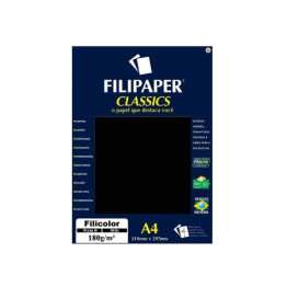 PAPEL SULFITE A4 180g FILICOLOR PRETO 50FLS 3418