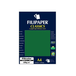 PAPEL SULFITE A4 180g FILICOLOR VERDE 50FLS 3445