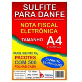 PAPEL SULFITE A4 75G 210 X 297 DANFE PICOTADO 500 FLS TAMOIO