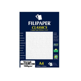 PAPEL VERGE A4 180g BRANCO 20FLS FILIPAPER 1870