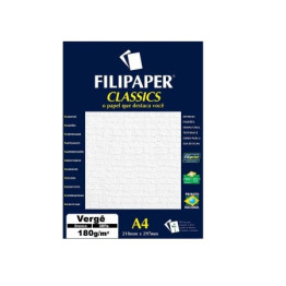 PAPEL VERGE A4 180g BRANCO 50FLS FILIPAPER 977