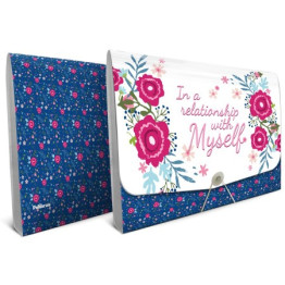 PASTA SANFONA A-4 12 DIVISOES FLORAL POLIBRAS