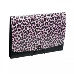 PASTA SANFONA A-4 12 DIVISOES ROSA SKIN POLIBRAS 55010