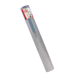 PLASTICO AUTO ADESIVO PRATA HOLOGRAFICO PINGOS 45cm x 10m 1706 DAC