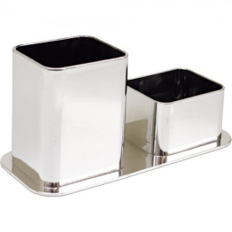 PORTA LAPIS E CLIPS METALIZADO PRATA DELLO 3030.O