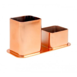 PORTA LAPIS E CLIPS METALIZADO ROSE GOLD DELLO 3030.RG