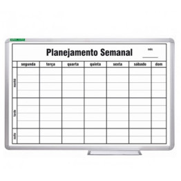 QUADRO BRANCO PLANEJAMENTO SEMANAL 60 x 90CM ALUMINIO SOUZA 6333