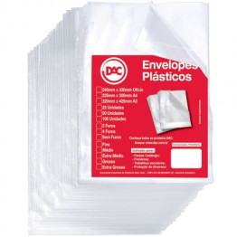 SACO PLASTICO OFICIO EXTRA GROSSO S/ FURO 20 MICRAS C/100 REF 5087 DAC